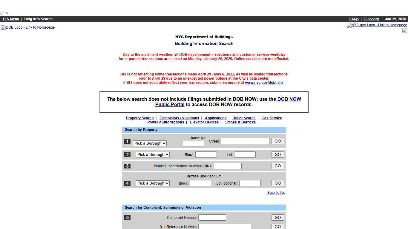 DOB Building Information Search