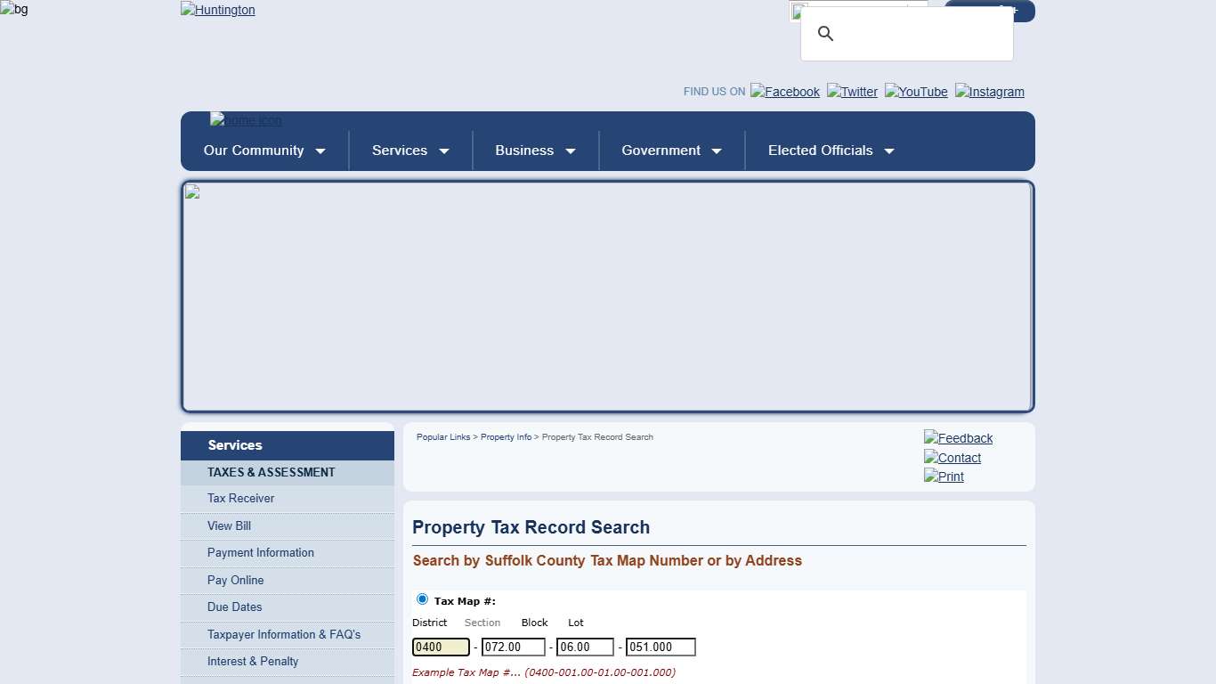 Property Tax Record Search - Town of Huntington, Long Island, New York