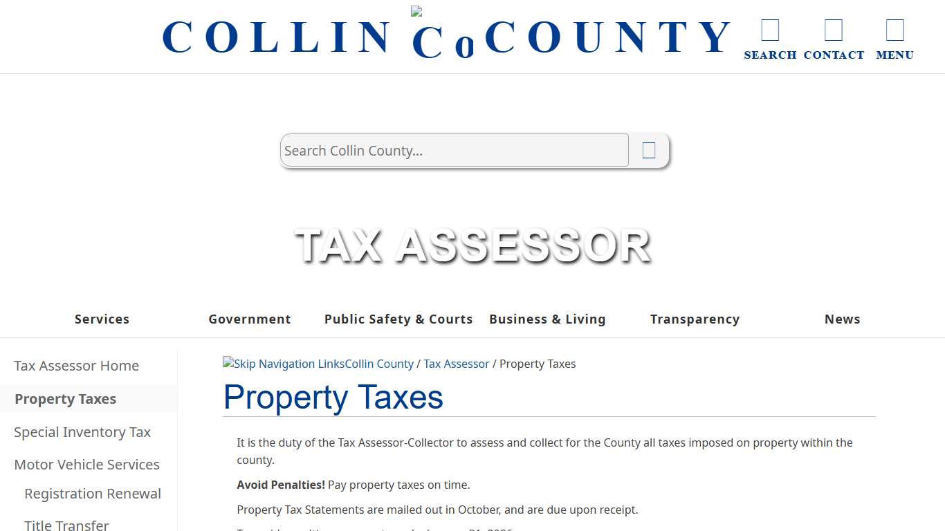 Collin County Tax Assessor: Property Taxes
